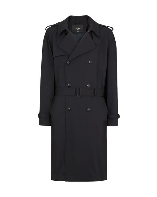 Fendi Black Double Breasted Belted Coat for men