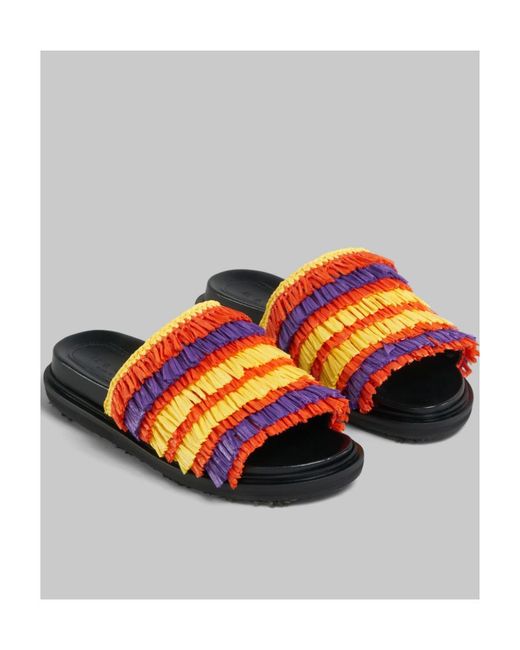 Marni Multicoloured Fringe Slide Sandal