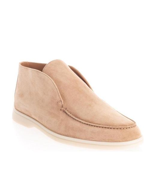Loro Piana Natural Round-Head Flat Ankle Boots for men