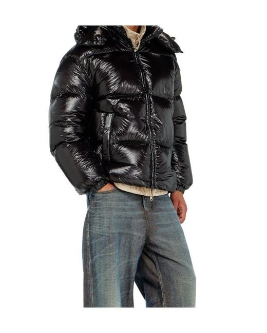 DIESEL Black Down Puffer Jacket With Detachable Hood for men