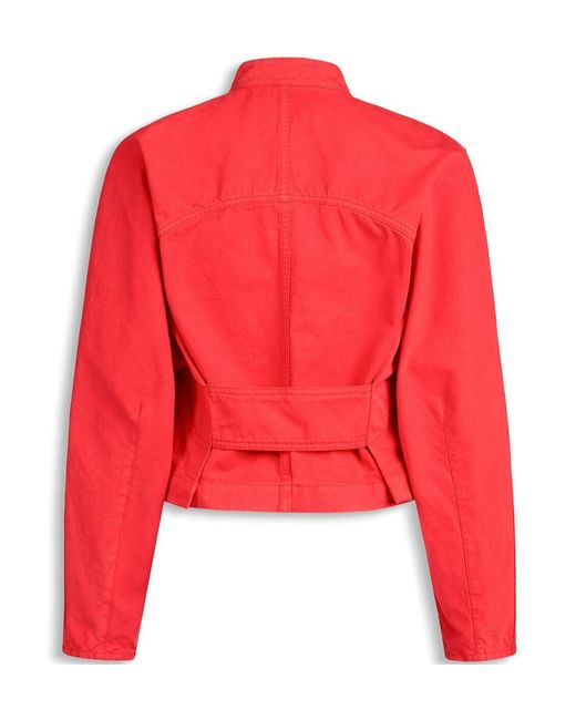 Alaïa Red Cowboy Stand Collar Jacket