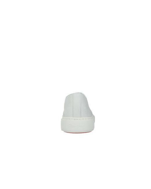 Santoni White Round Toe Lace-Up Sneakers for men