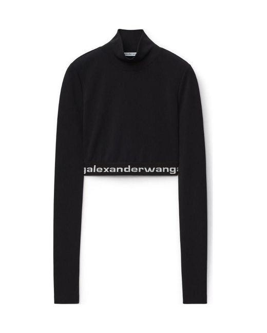 Alexander Wang Black Logo Band Cropped Top