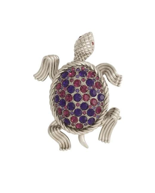 Dolce & Gabbana Pink Turtle-Shaped Embellished Brooch for men