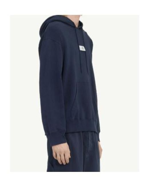MM6 by Maison Margiela Blue Unbrushed Cotton Hoodie for men