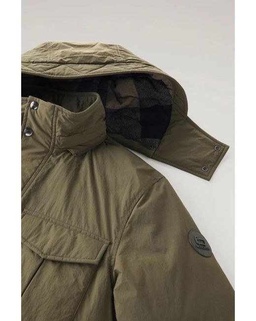 Woolrich Green Hooded Down Jacket for men
