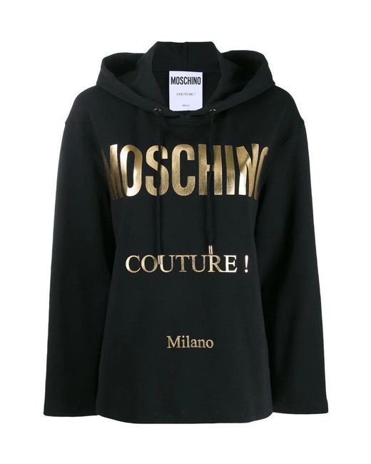 Moschino Black Logo Printed Hooded Sweater