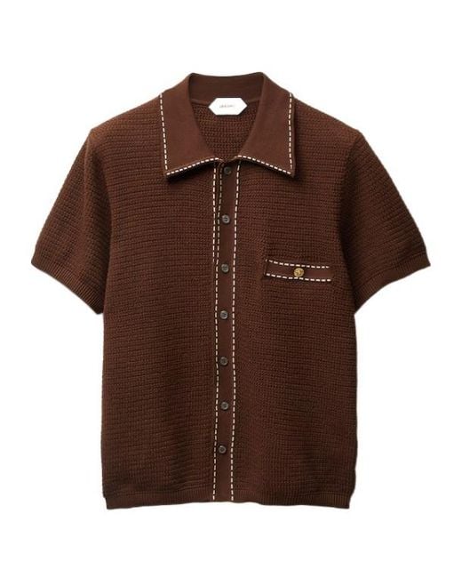 Versace Brown Short-Sleeved Knitted Shirt for men