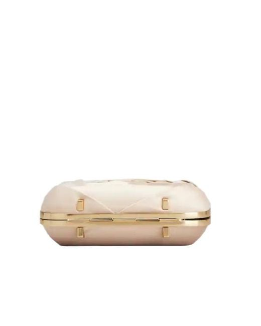 Roger Vivier Natural Pleated Satin Clutch Bag