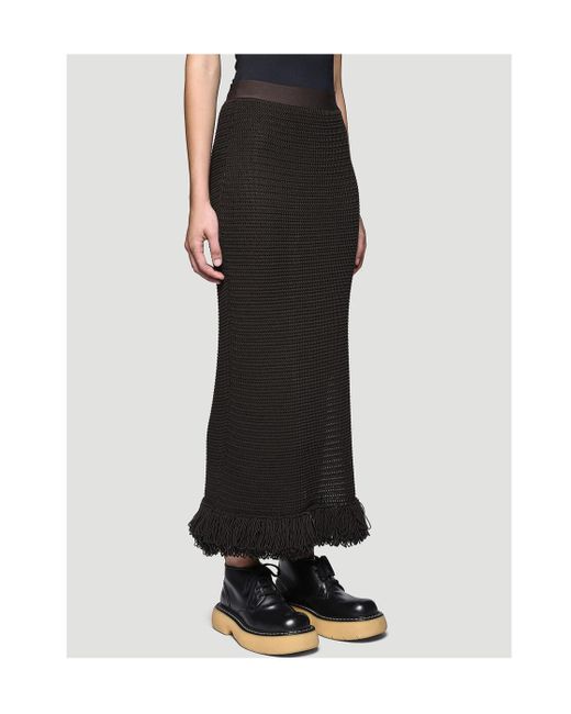 Bottega Veneta Black Knitted Midi Skirt