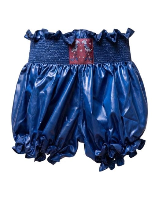Conner Ives Blue Ruffled Lantern Shorts
