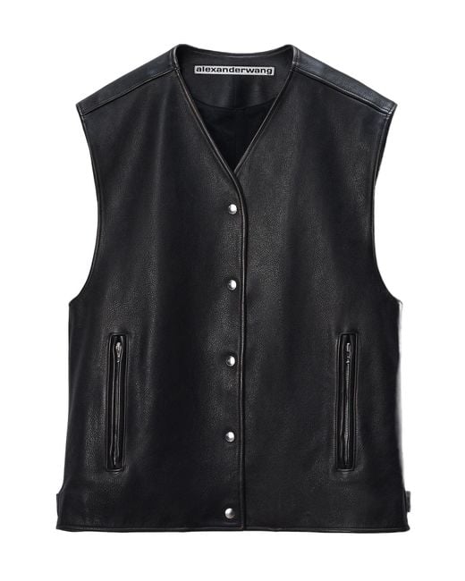 Alexander Wang Black Boxy Moto Vest for men