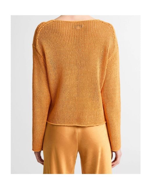 Vince Orange Ribbed-Knit Boat-Neck Sweater