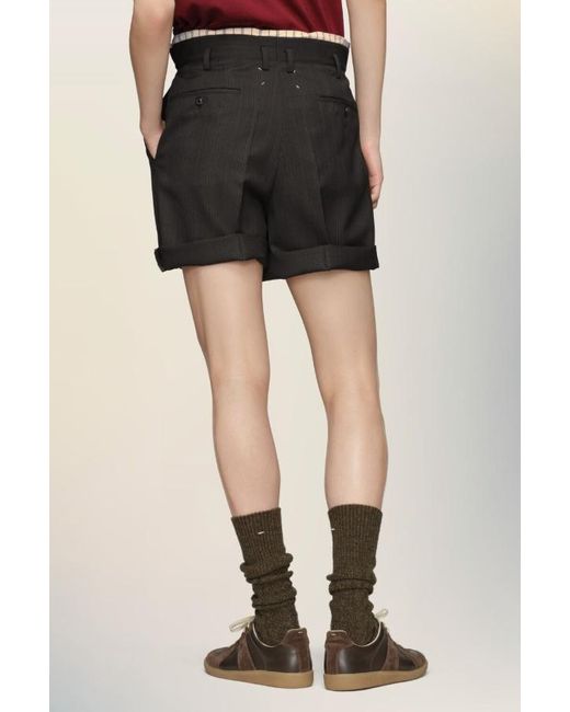 Maison Margiela Black Pleated Tailored Shorts for men