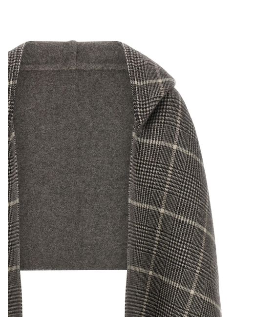 Brunello Cucinelli Gray Checked Cashmere Scarf