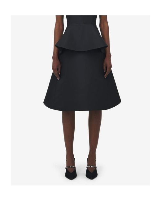 McQueen Black Duchess Midi Skirt