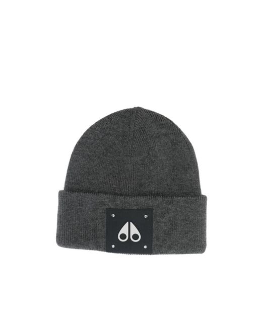 Moose Knuckles Gray Logo Beanie for men