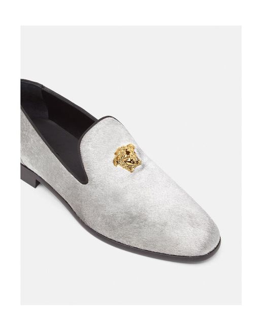 Versace White Medusa-Head Slip-On Loafers for men