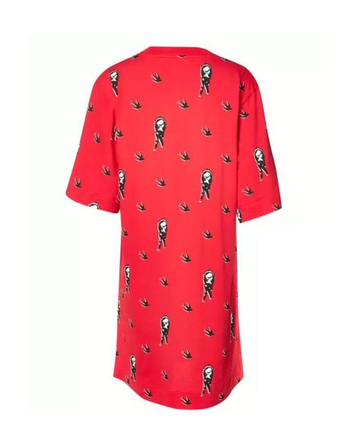McQ Alexander McQueen Red A Round-Necked Logo Dress