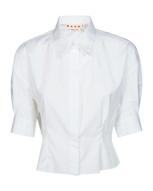 Marni White Short Sleeve Pleated Shirt