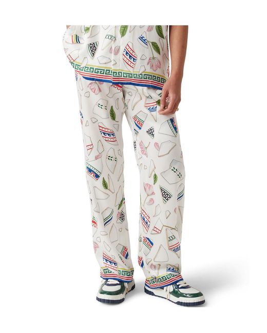 Casablanca White Le Vase Brise Silk Trousers for men
