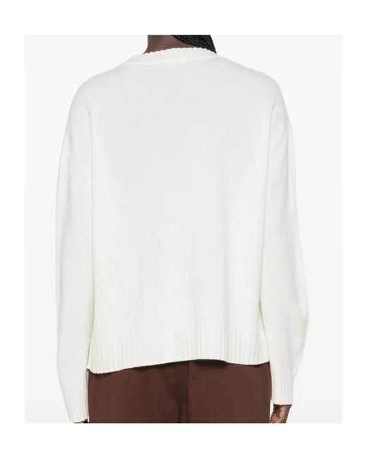 Fabiana Filippi White Ribbed-Trim Crew-Neck Sweater