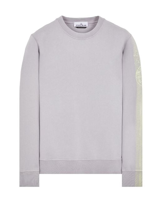Stone Island Gray Faded Logo-Print Sweatshirt for men