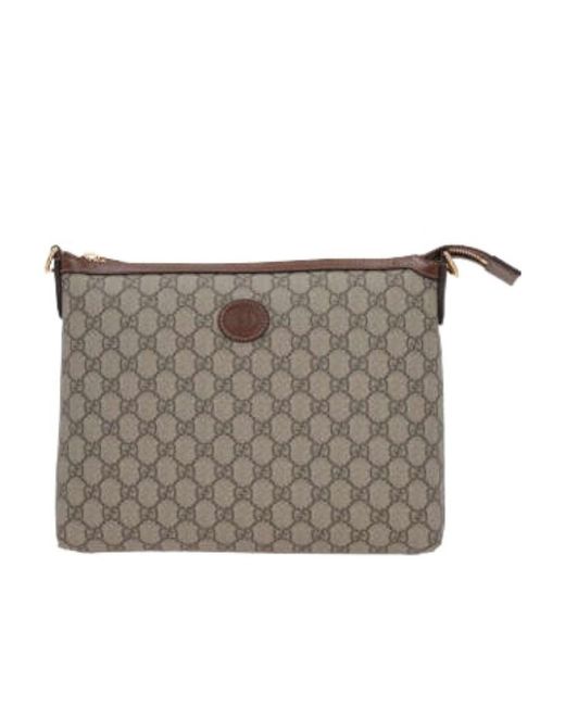Gucci Gray Logo Patch Gg Supreme Shoulder Bag for men