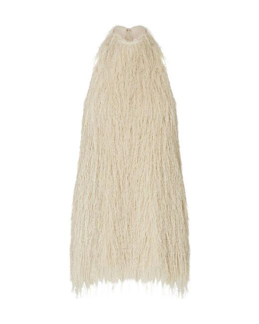 Liu Jo White Short Dress With Frayed Fabric