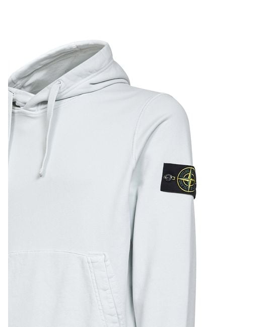 Stone Island Blue Logo Patch Drawstring Hoodie for men
