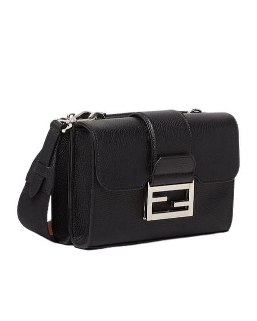 Fendi Black Double Baguette Zipped Messenger Bag for men