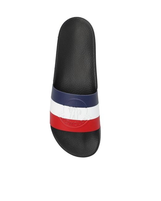 Moncler White Basile Logo Embossed Slides for men