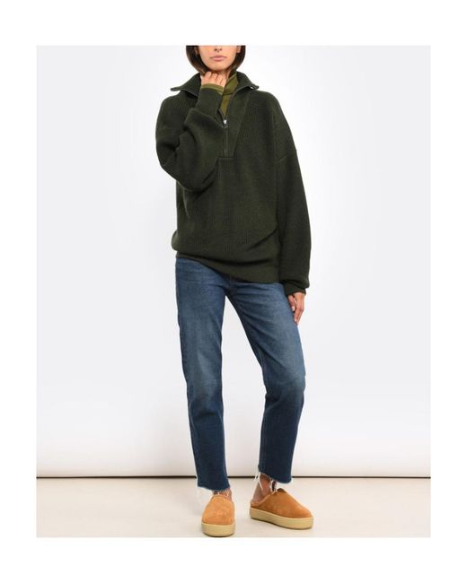 Isabel Marant Green Logo-Patch Zip-Up Jumper for men