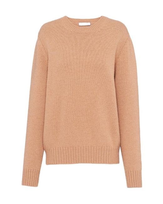 Prada Natural Long-Sleeve Knitted Jumper