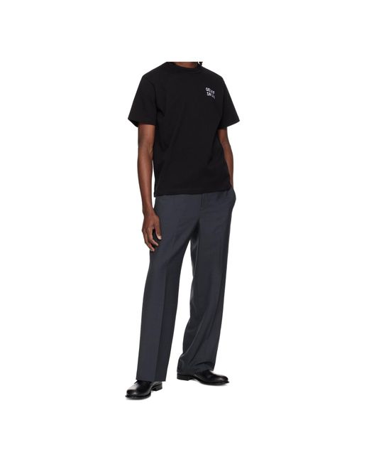 Sacai Black Logo Detailed Crewneck T-Shirt for men