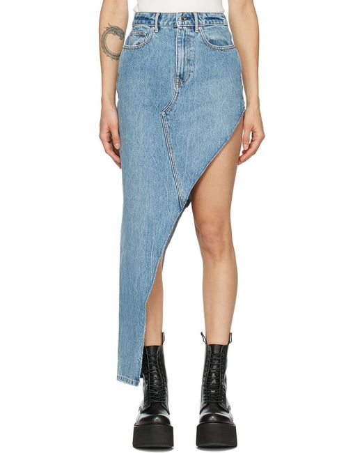Alexander Wang Blue Asymmetric Denim Skirt