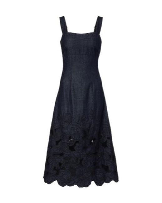 Veronica Beard Blue Rosaura Floral Denim Midi Dress