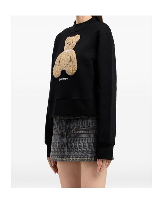 Palm Angels Black Bear Printed Crewneck Sweatshirt