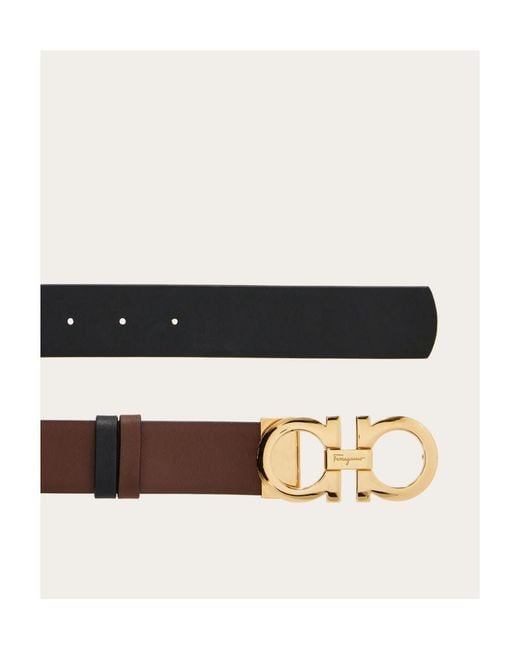Ferragamo White Ferragamo Reversible Gancini Belt