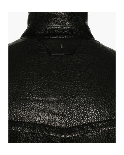 Salvatore Santoro Black Grainy Leather Jacket for men