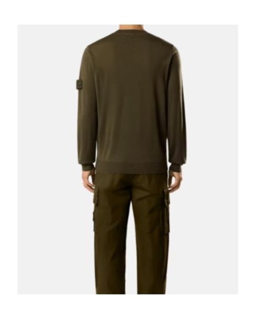 Stone Island Green Logo-Patch Long-Sleeve Sweater for men