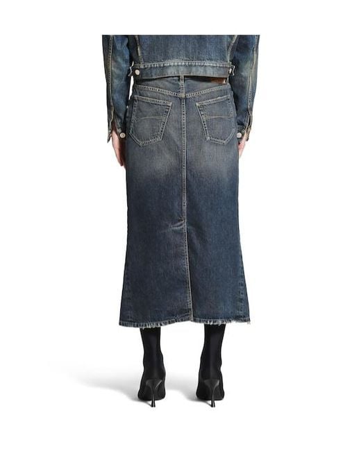 Balenciaga Blue Denim Midi Skirt