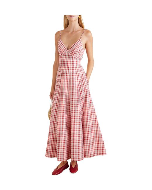 Rosie Assoulin Pink Checked Jersey Maxi Dress
