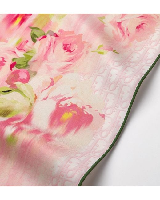 Dior Pink Painted Roses90 Square Scarf