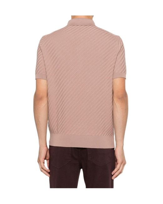 Brioni Pink Short-Sleeved Polo Shirt for men