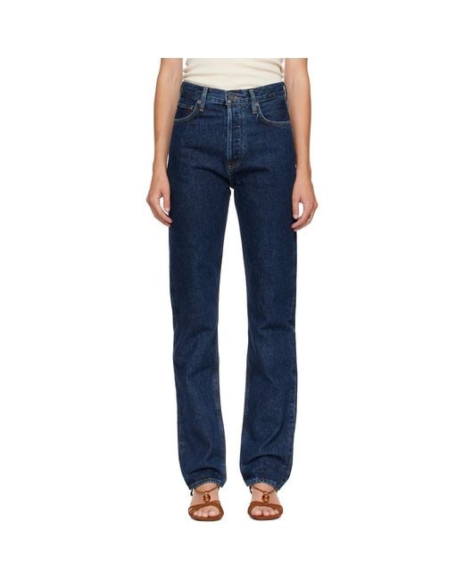 Agolde Blue Non-Stretch Straight-Leg Jeans