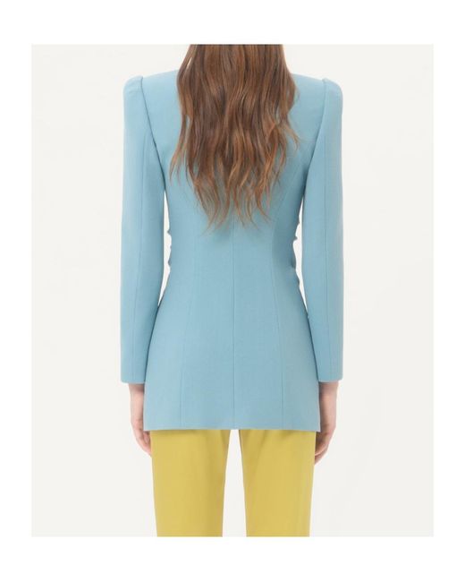 Valentino Blue Bow Detailed Ruched Jacket