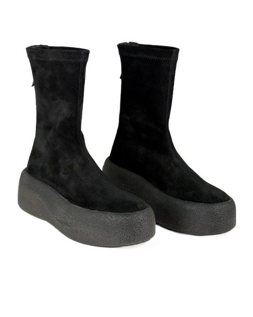 Vic Matié Black Stretch Platform Ankle Boots