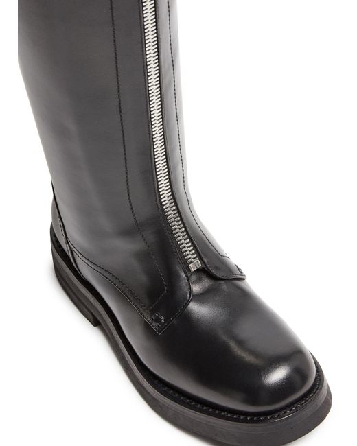 McQueen Black Round-Toe Over-The-Knee Boots