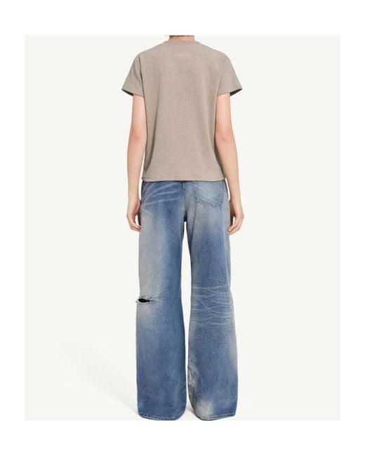 MM6 by Maison Margiela Blue Wool-Blend Rib-Jersey T-Shirt